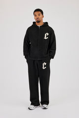 Mens C Knitted Zip Through Hoodie & Jogger - Black