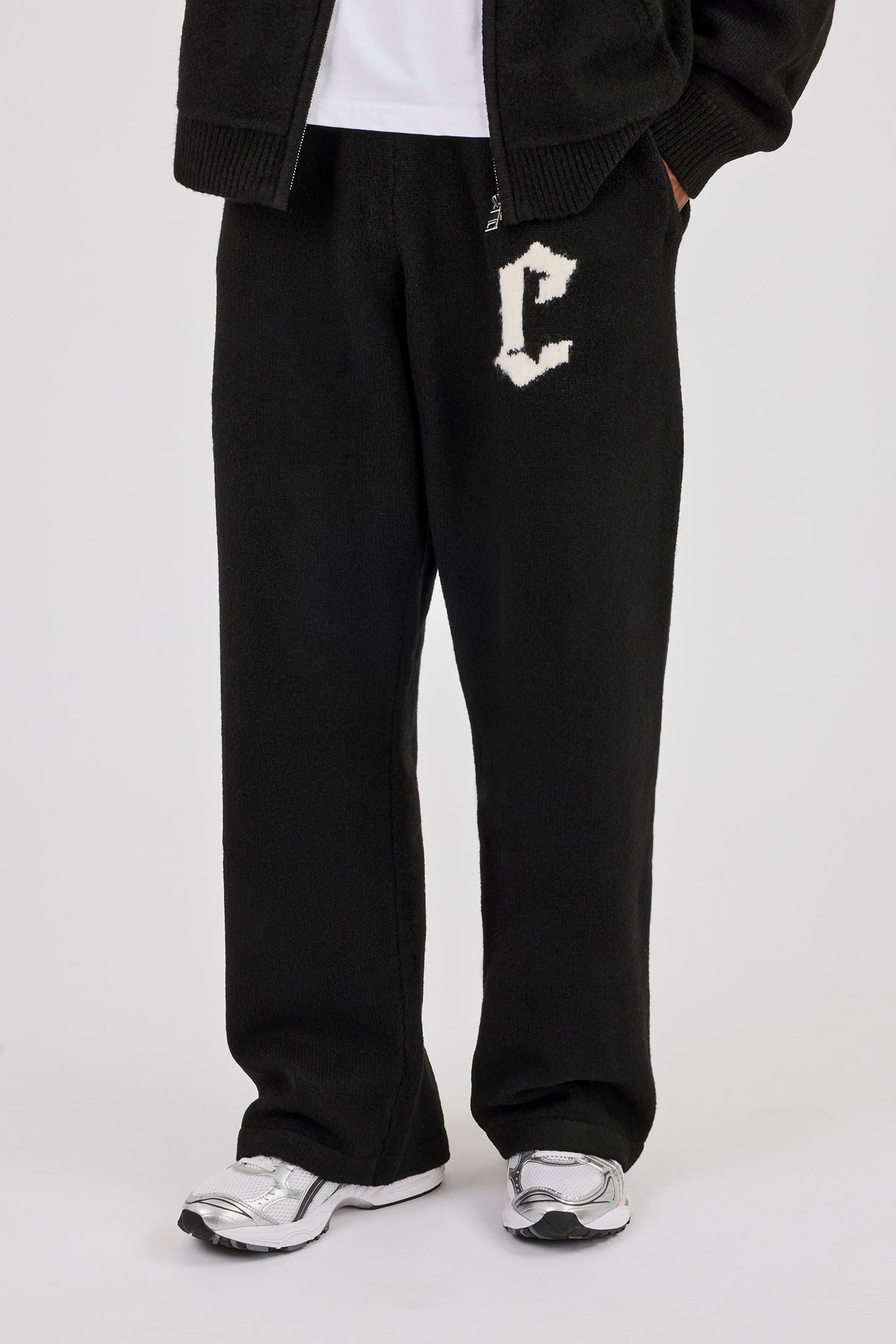 Mens C Knitted Jogger - Black