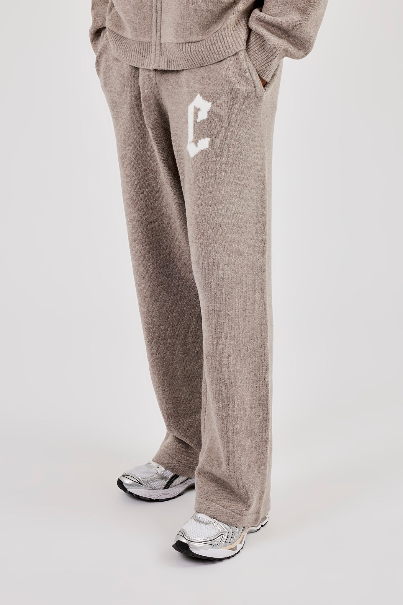 Mens C Knitted Jogger - Stone