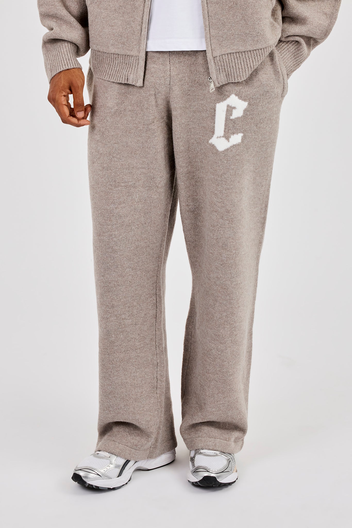 Mens C Knitted Jogger - Stone