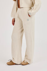 Waffle Knit Wide Leg Jogger - Oatmeal