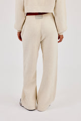 Waffle Knit Wide Leg Jogger - Oatmeal