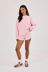 Lightweight Knitted Rib Sweatshirt - Baby Pink