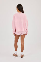 Lightweight Knitted Rib Sweatshirt & Micro Short – Baby Pink