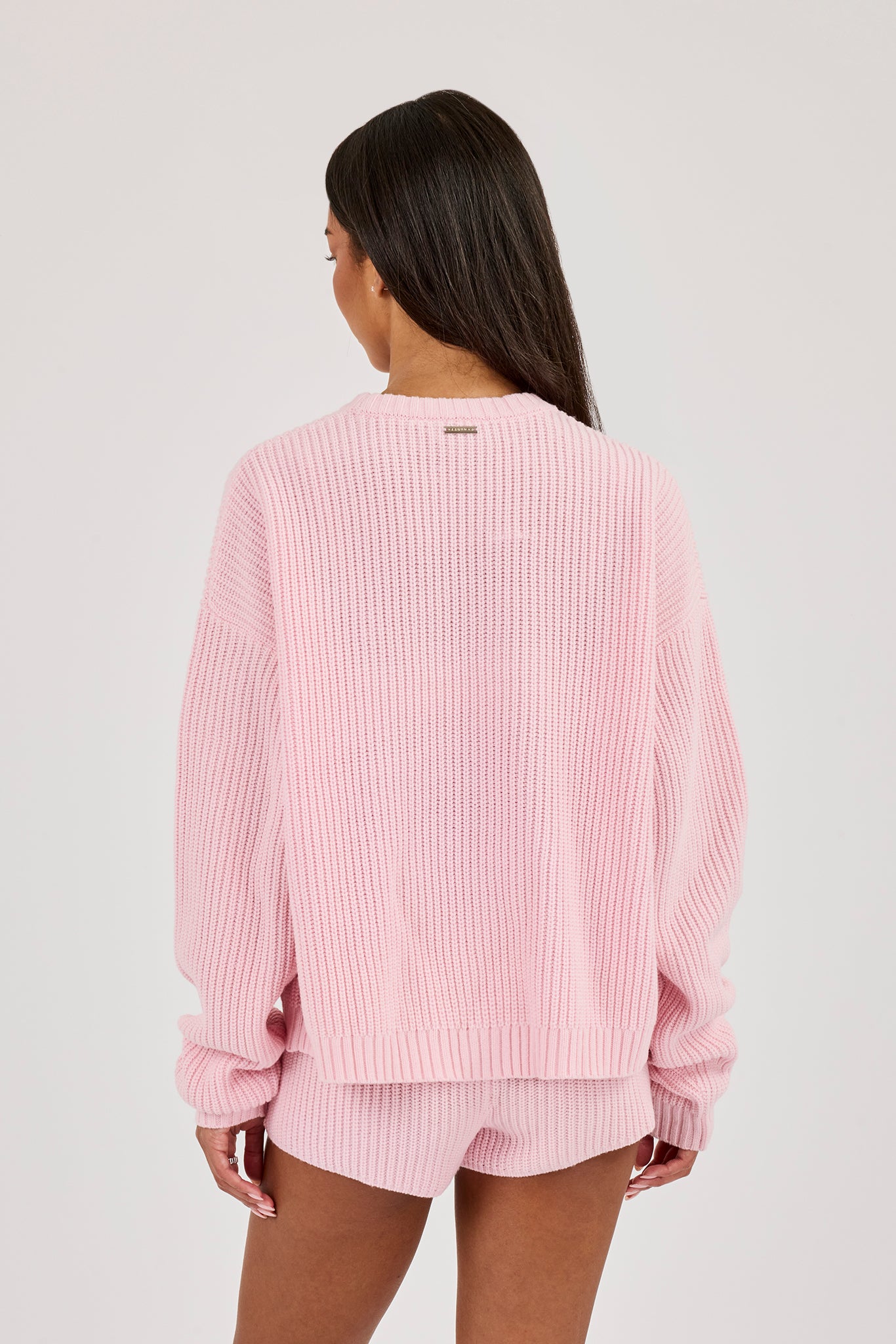 Lightweight Knitted Rib Sweatshirt - Baby Pink