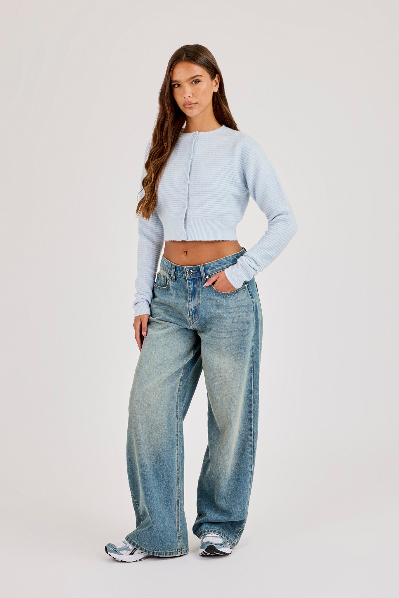 Lightweight Knitted Cardigan - Baby Blue