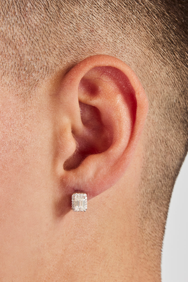 Moissanite Baguette Cluster Stud Earrings 8mm Mens Earrings