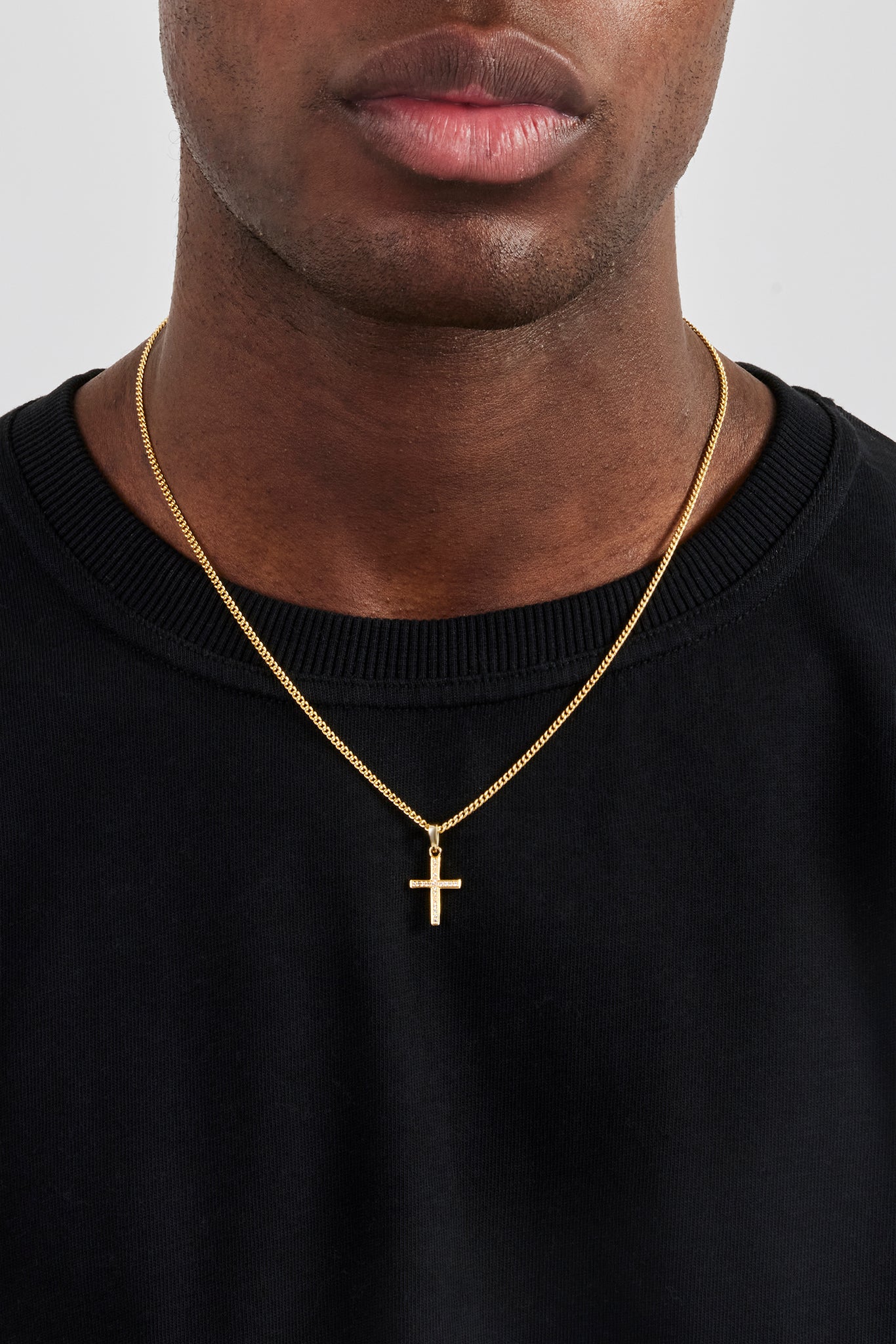 Mikro-Eiskreuz-Halskette – 15 mm – Gold