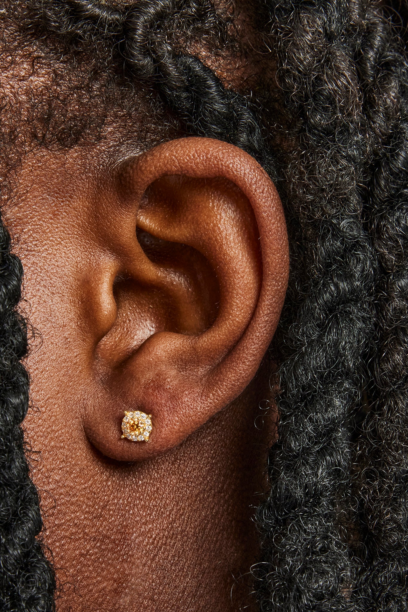 Moissanite Champagne Cluster Stud Earrings - 5.5mm