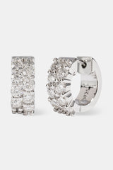 Moissanite Double Row Huggie Earrings - 12mm - White