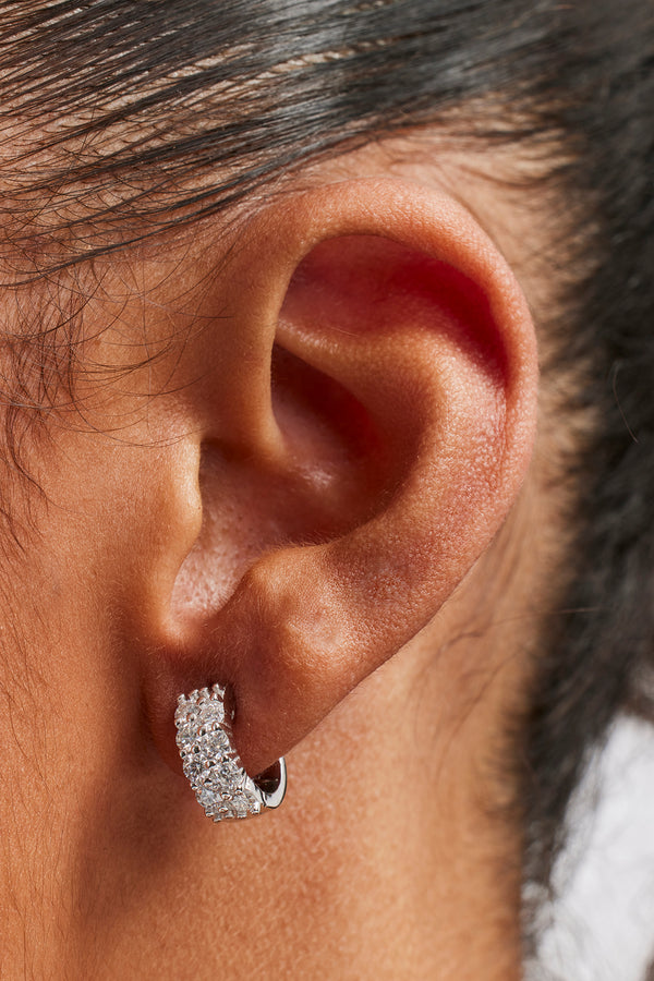 Moissanit-Ohrringe mit doppelter Reihe – 12 mm