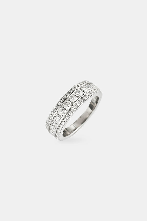 Moissanite Iced Layer  Ring - 8mm
