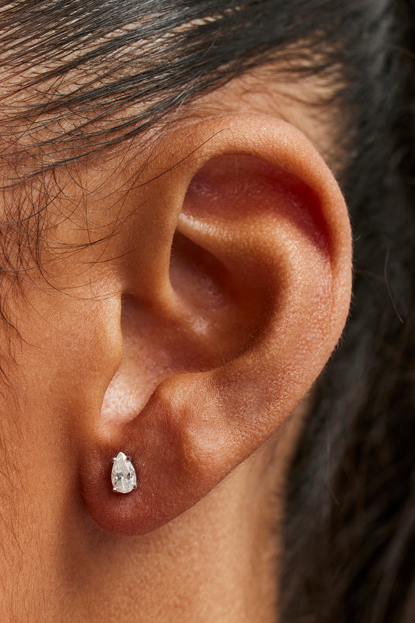 Moissanit-Ohrstecker in Birnenform – 5 mm