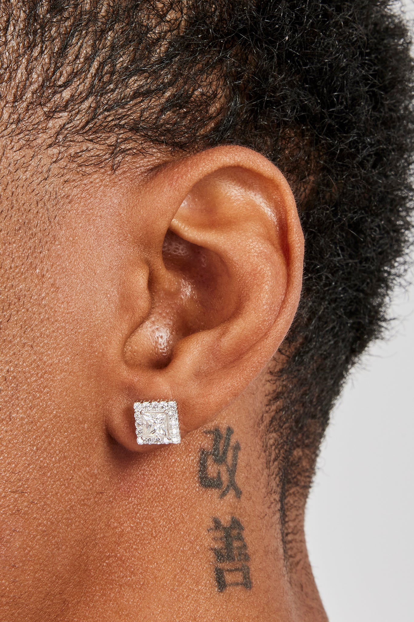 Moissanite Square Cluster Stud Earrings - 8mm