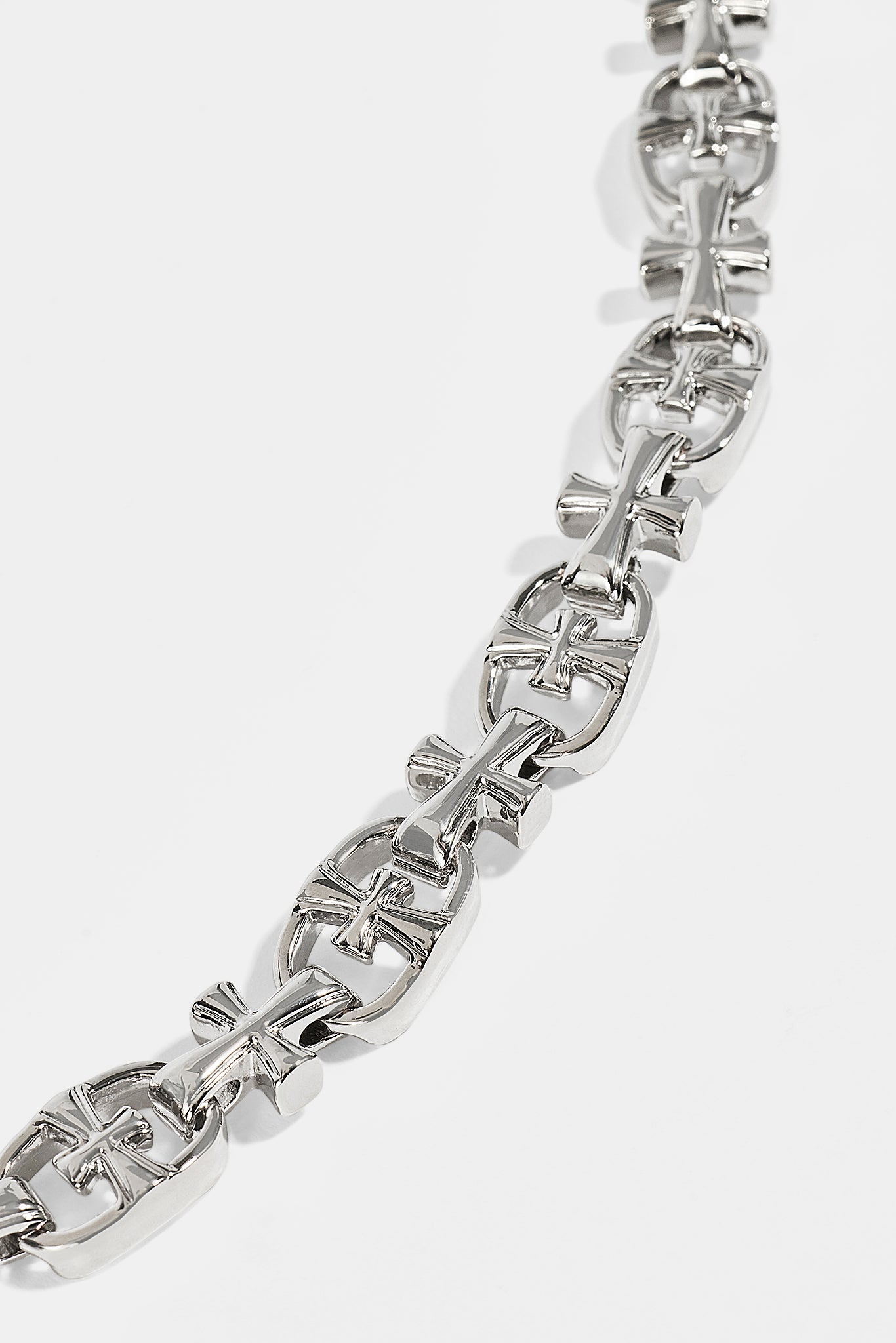 Polished Multi Cross Polished Jean Chain - 10mm - White
