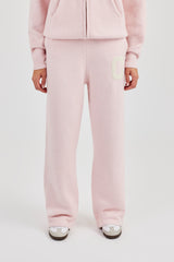 Knitted Wide Leg Jogger - Baby Pink