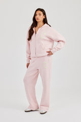 Knitted Wide Leg Jogger - Baby Pink