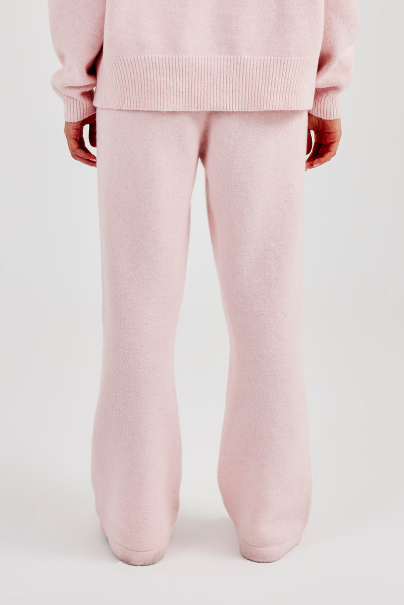 Knitted Wide Leg Jogger - Baby Pink