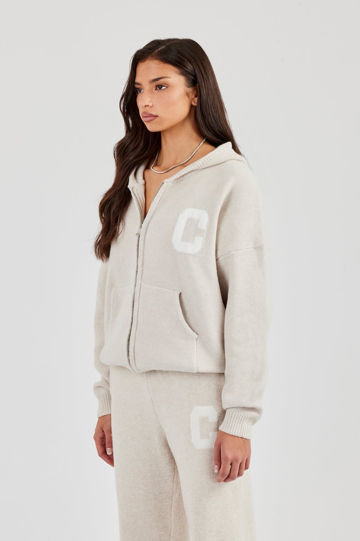 epine é shaggy knit zipper hoodie ivory épine - é shaggy knit 