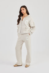 Wide Leg Knitted Jogger - Oatmeal