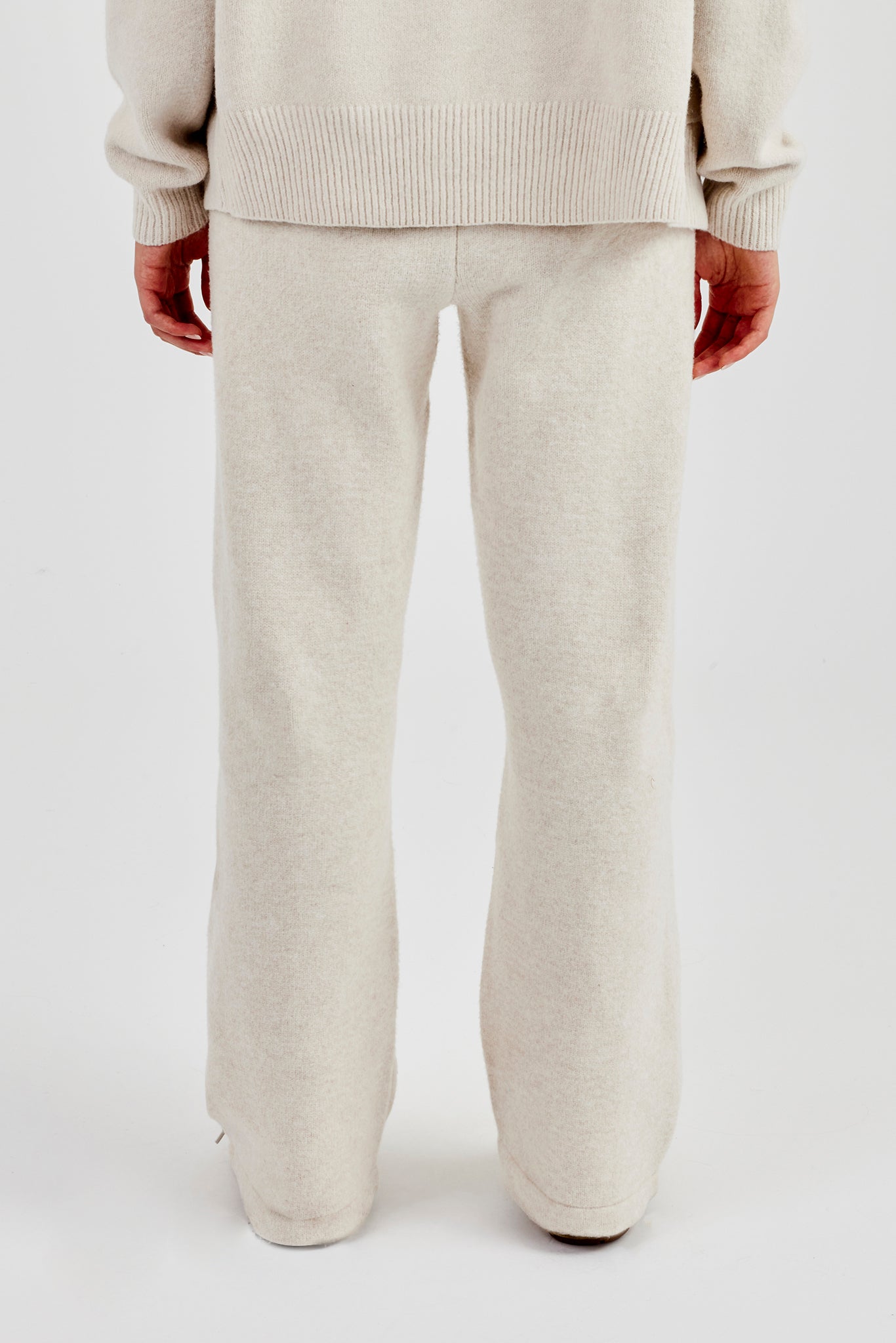 Wide Leg Knitted Jogger - Oatmeal