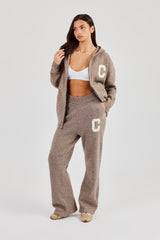 Wide Leg Knitted Jogger - Taupe