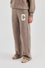 Wide Leg Knitted Jogger - Taupe