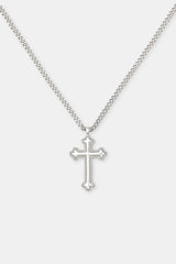 Polished Cross Necklace - White - 25mm