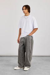 Strassbesetzte Super Baggy Jeans – Verwaschenes Grau