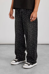 Baggy Fit Rhinestone Jean - Black