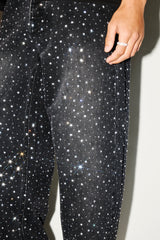 Baggy Fit Rhinestone Jean - Black