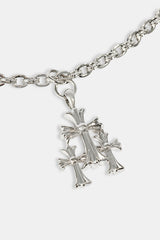 Polished Drop Triple Cross Jean Chain - 40mm - White