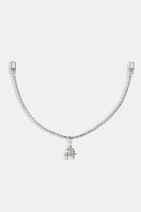 Mens Baggy Jean & 40mm Polished Drop Triple Cross Jean Chain - Washed Black
