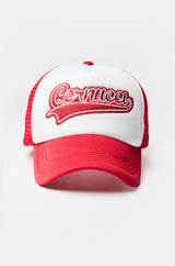 Logo Embroidered Trucker Hat - Red