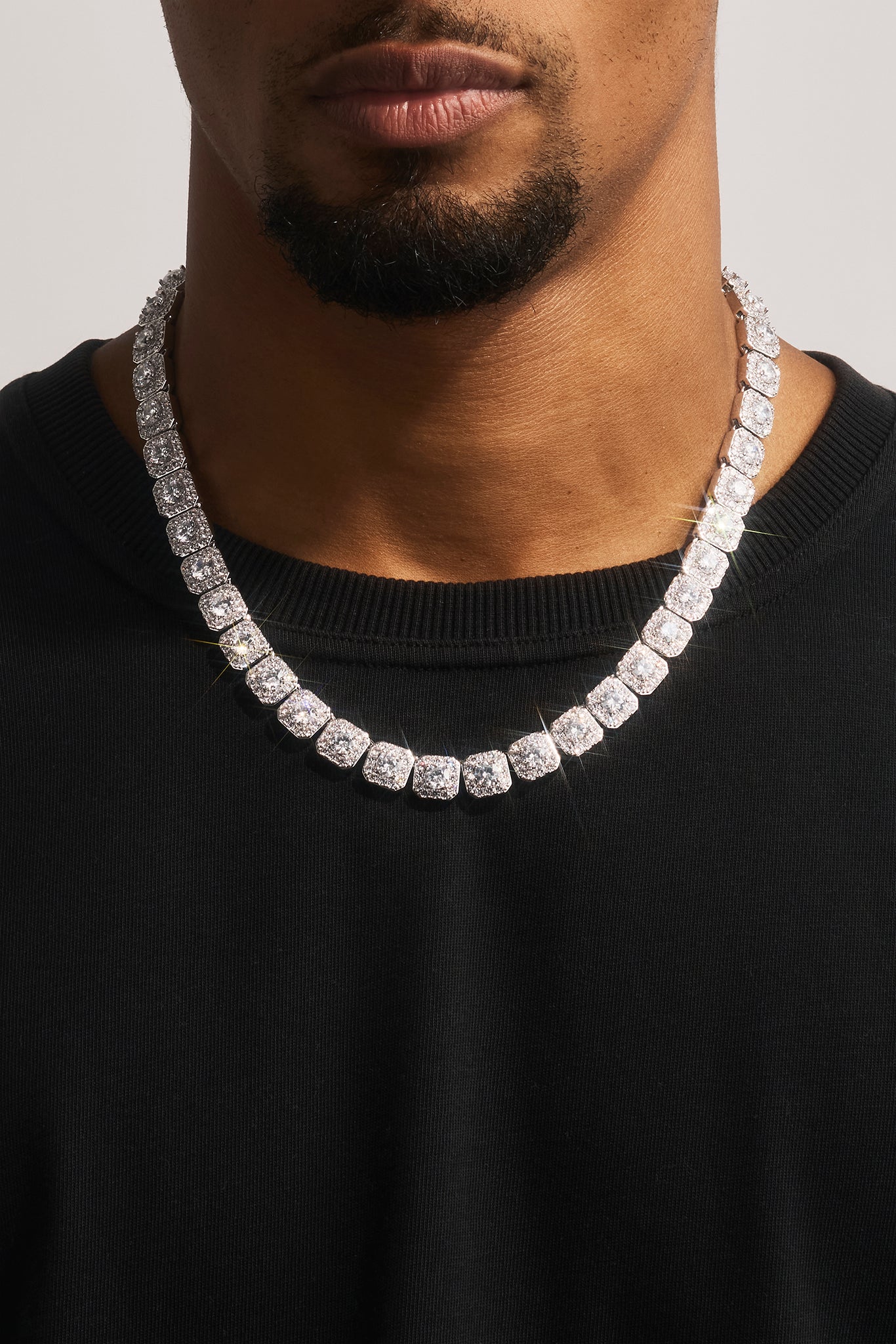 Clustered Tennis Chain - 10mm - White