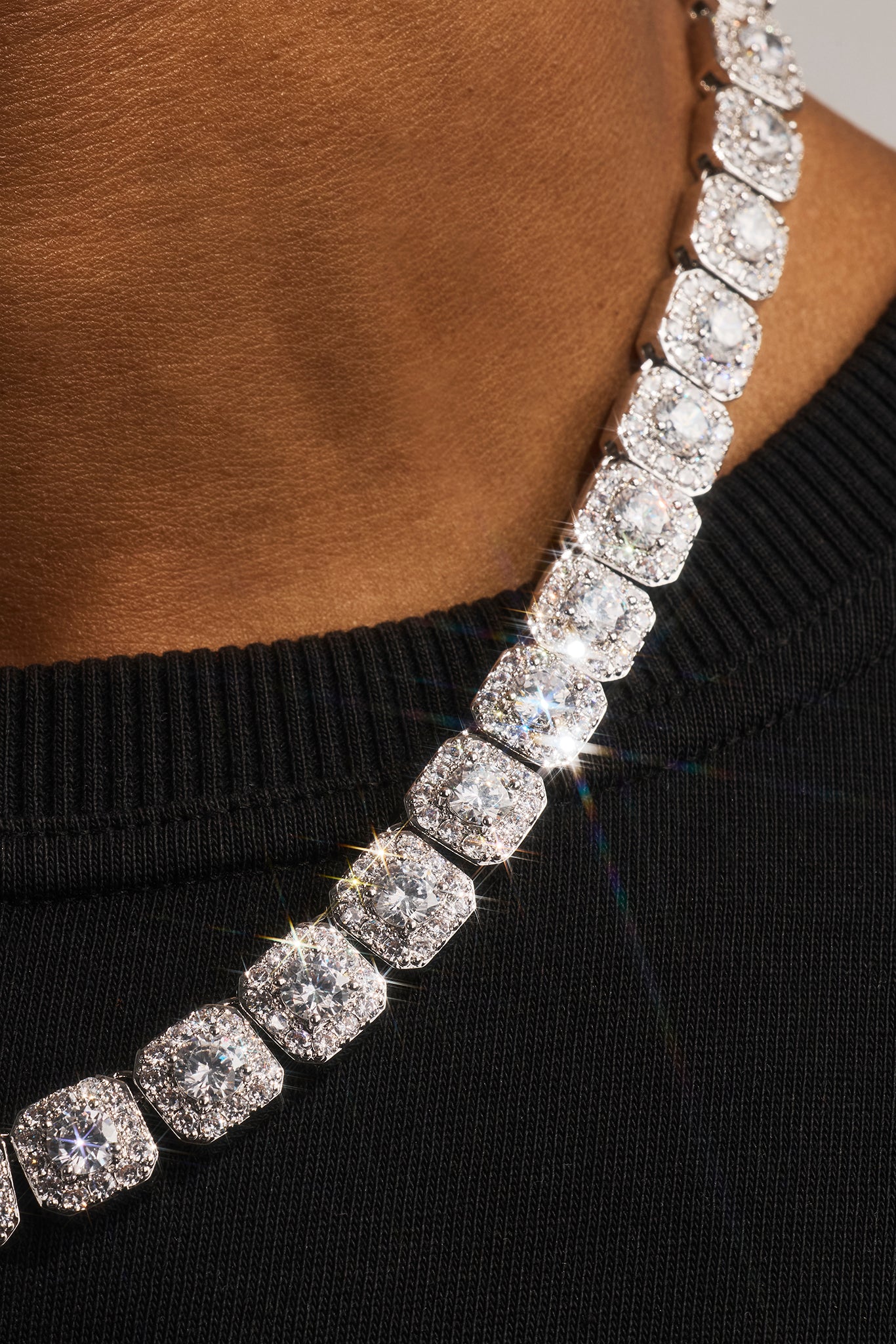 Clustered Tennis Chain - 10mm - White