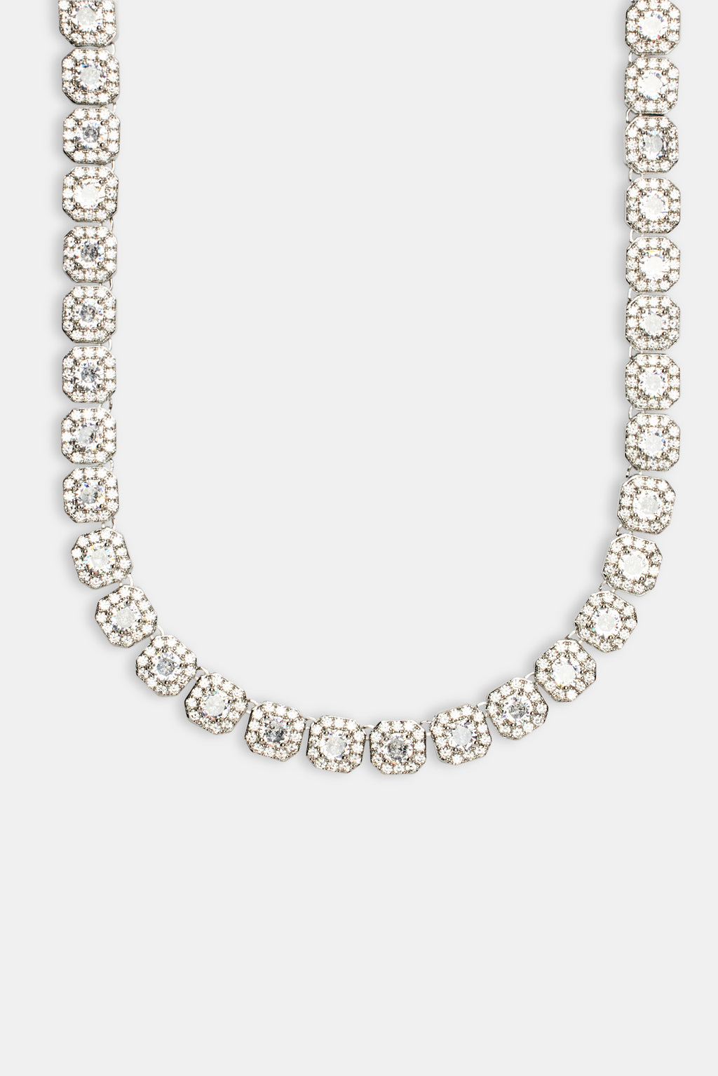 Bassano Jewelry | Round and Baguette Cluster Diamond Tennis Necklace