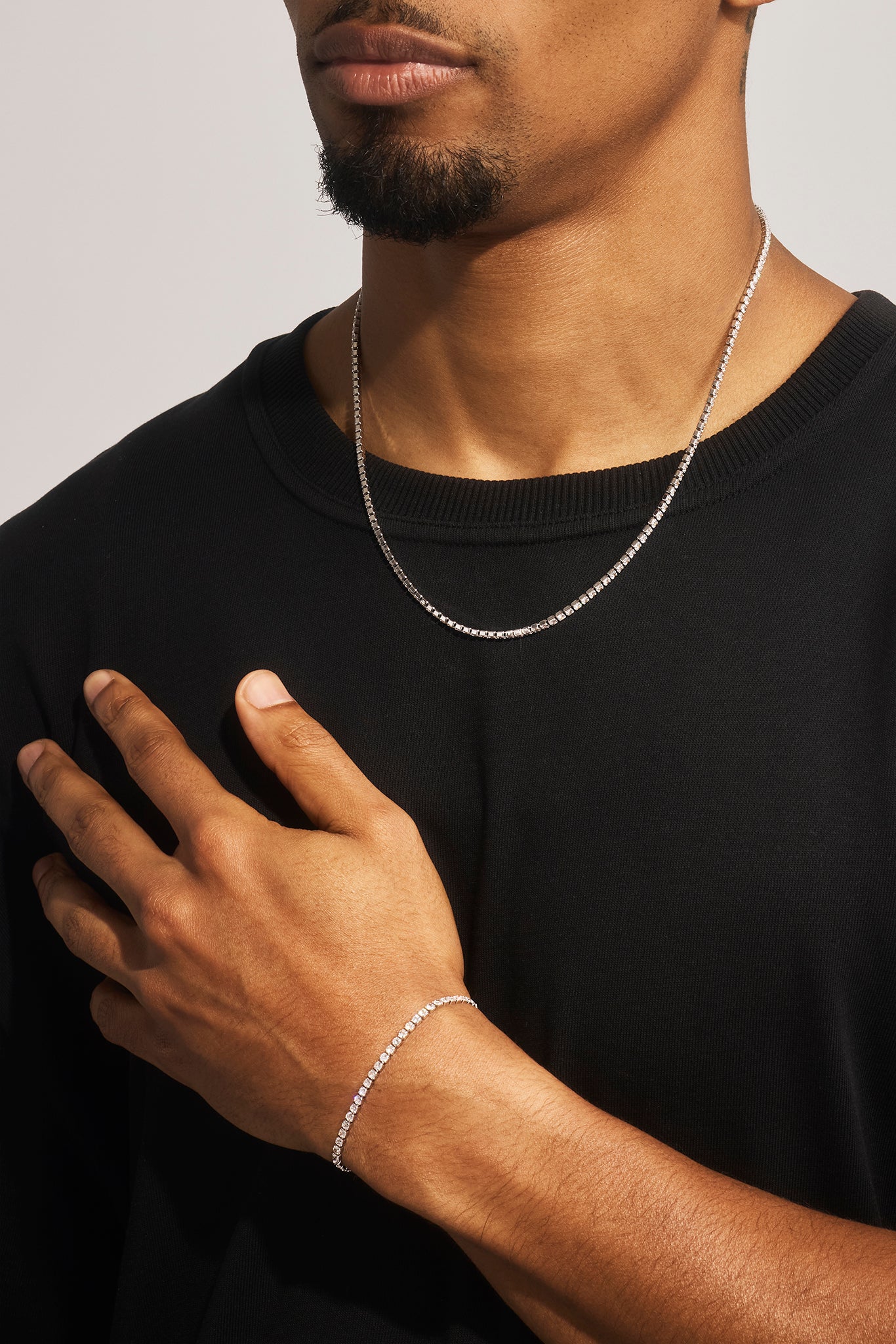 Micro Tennis Chain & Bracelet - White