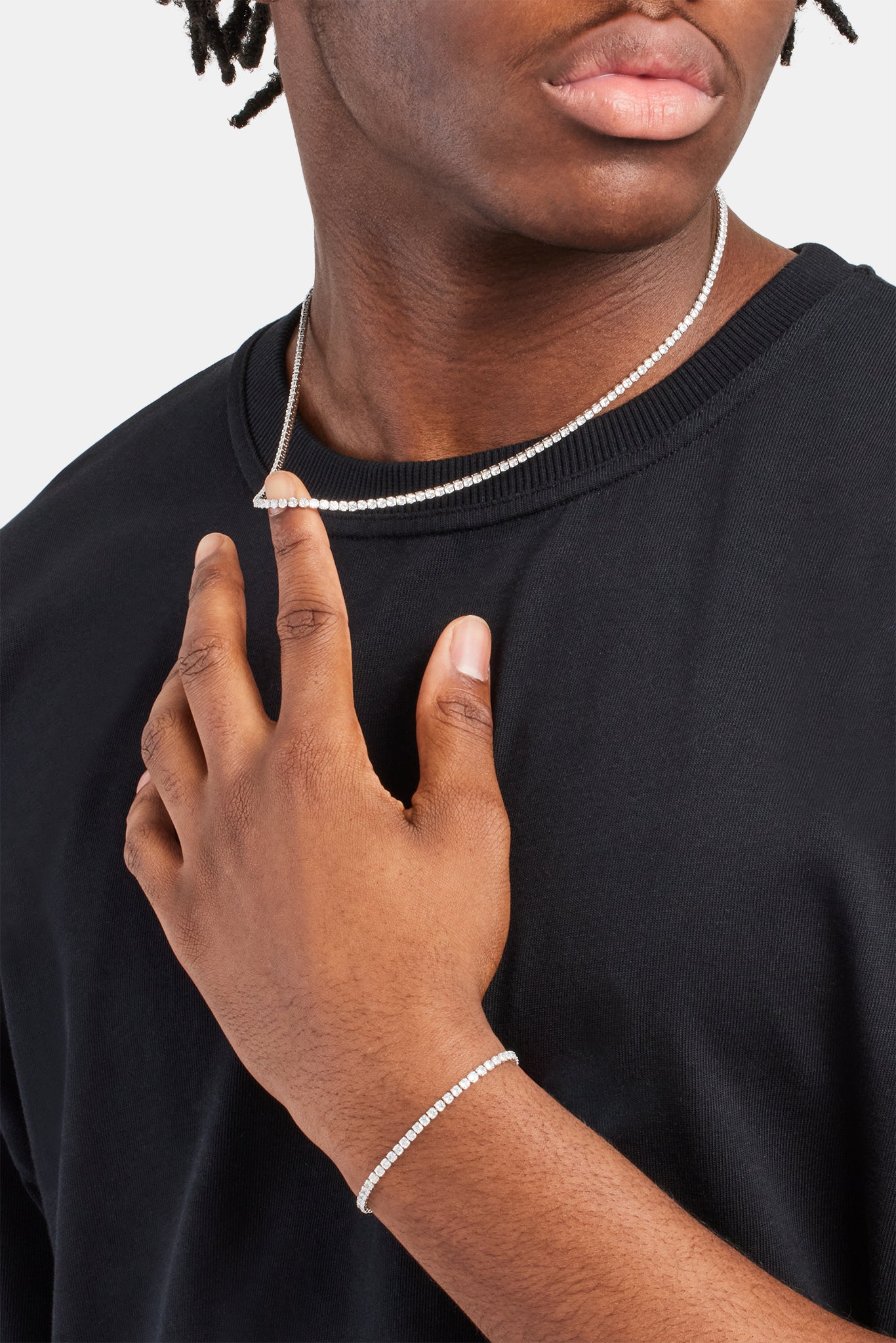 Mikro-Tenniskette &amp; Armband - Weiß