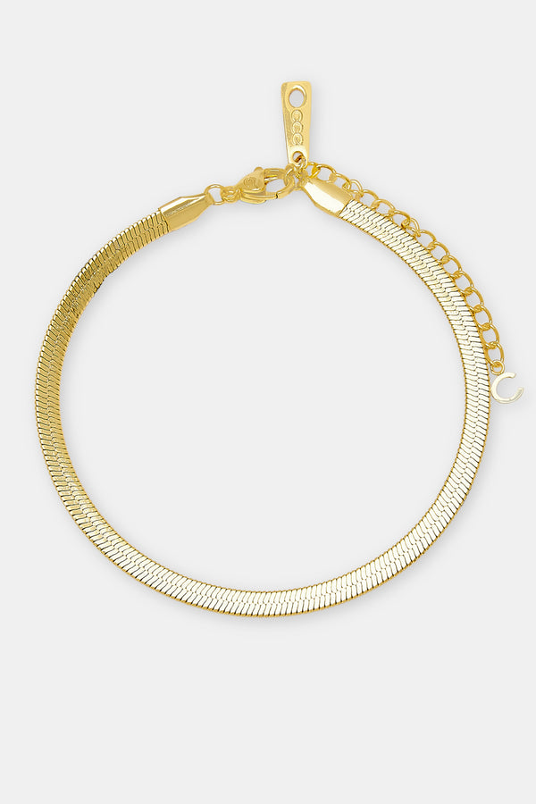 Snake Chain Anklet in gold on white background