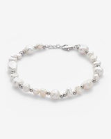 Beaded Baroque Freshwater Pearl Anklet - White Gold
