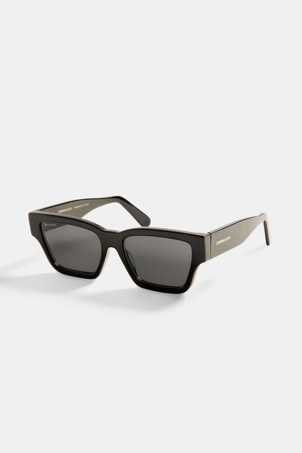 Beseled Chunky Square Acetate Frame Sunglasses - Black