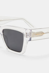 Beseled Chunky Square Acetate Frame Sunglasses - Crystal