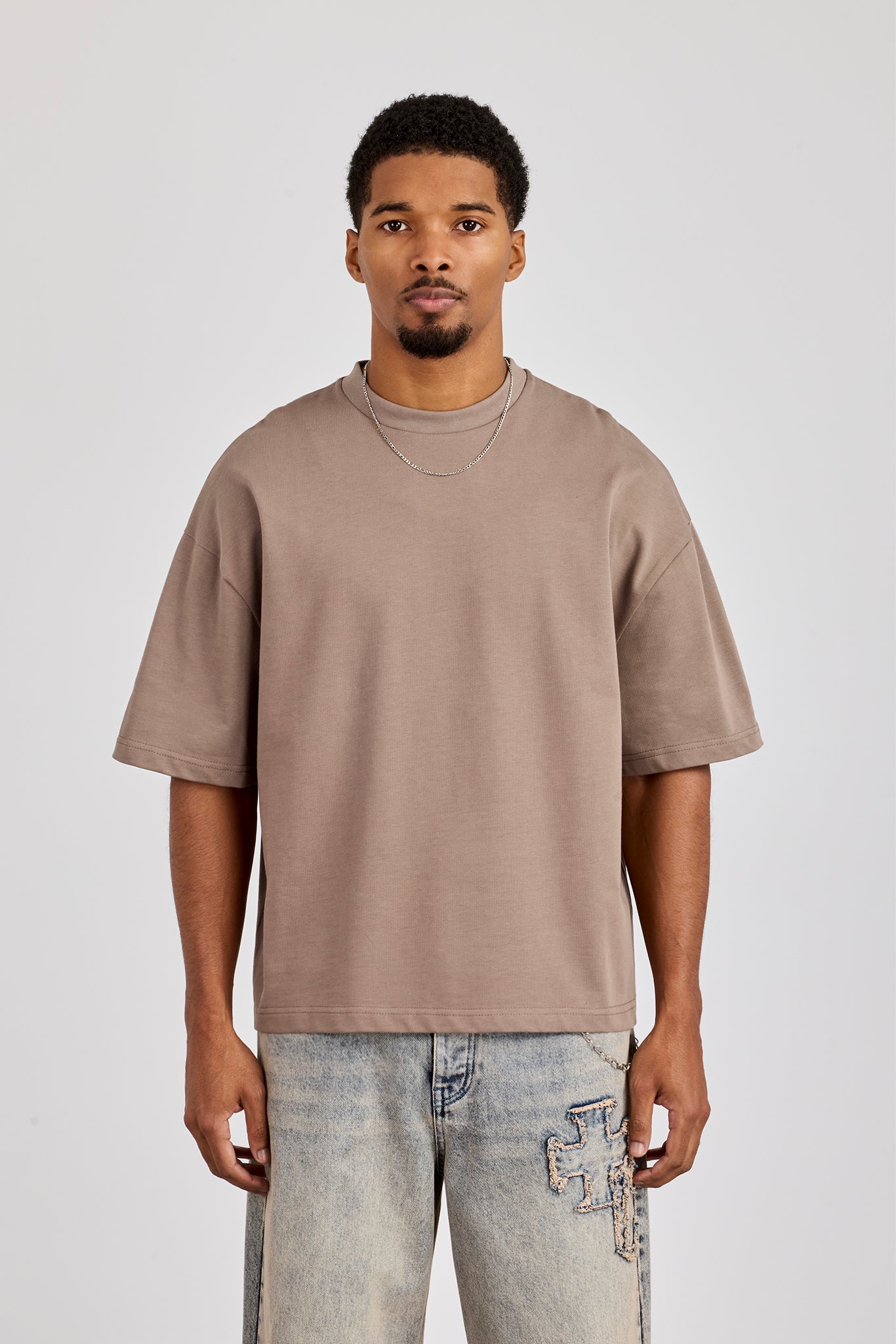 Cernucci Boxy T-Shirt - Taupe | Mens Tees & Vests | Shop T-Shirts