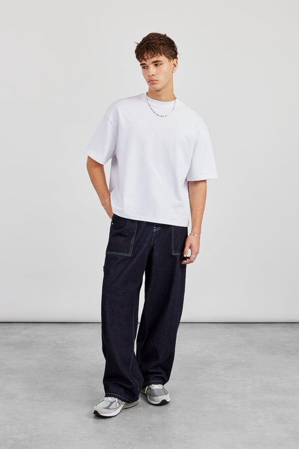 Baggy Contrast Stitch Jean - Indigo