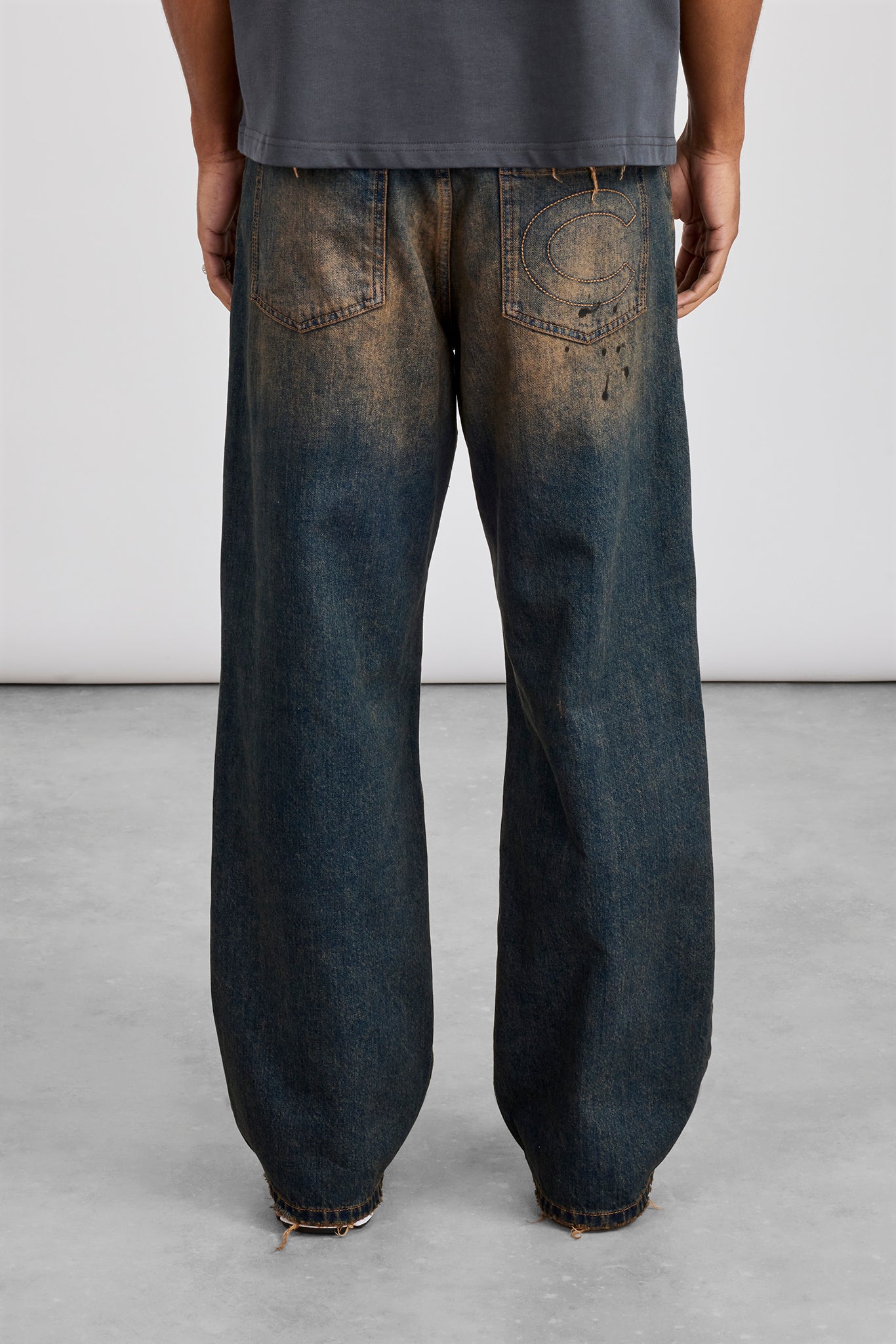 Baggy Paint Splatter Printed Jean - Dirty Wash | Mens Denim | Shop