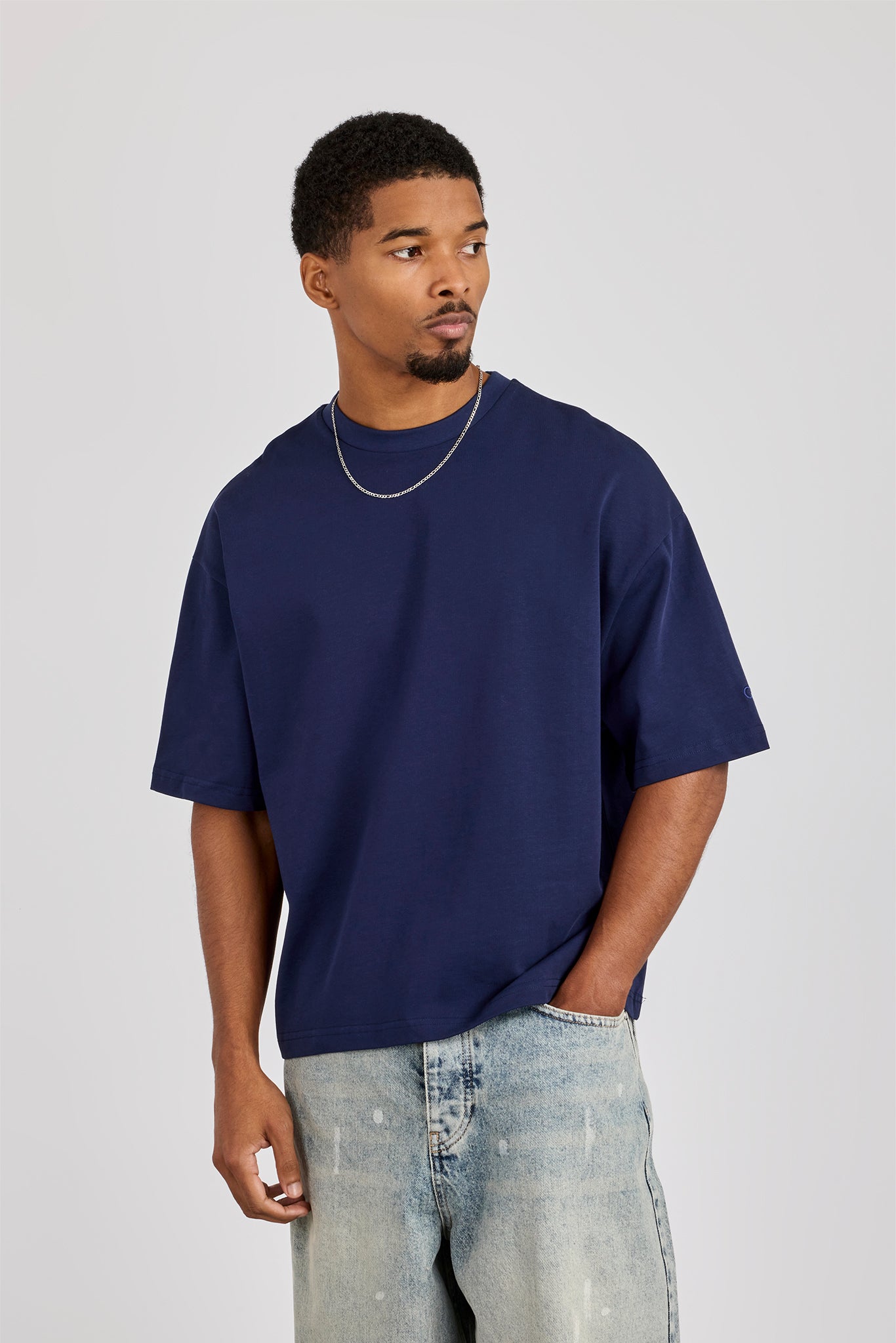 Cernucci Boxy T-Shirt - Navy Blue | Mens Tees & Vests | Shop T