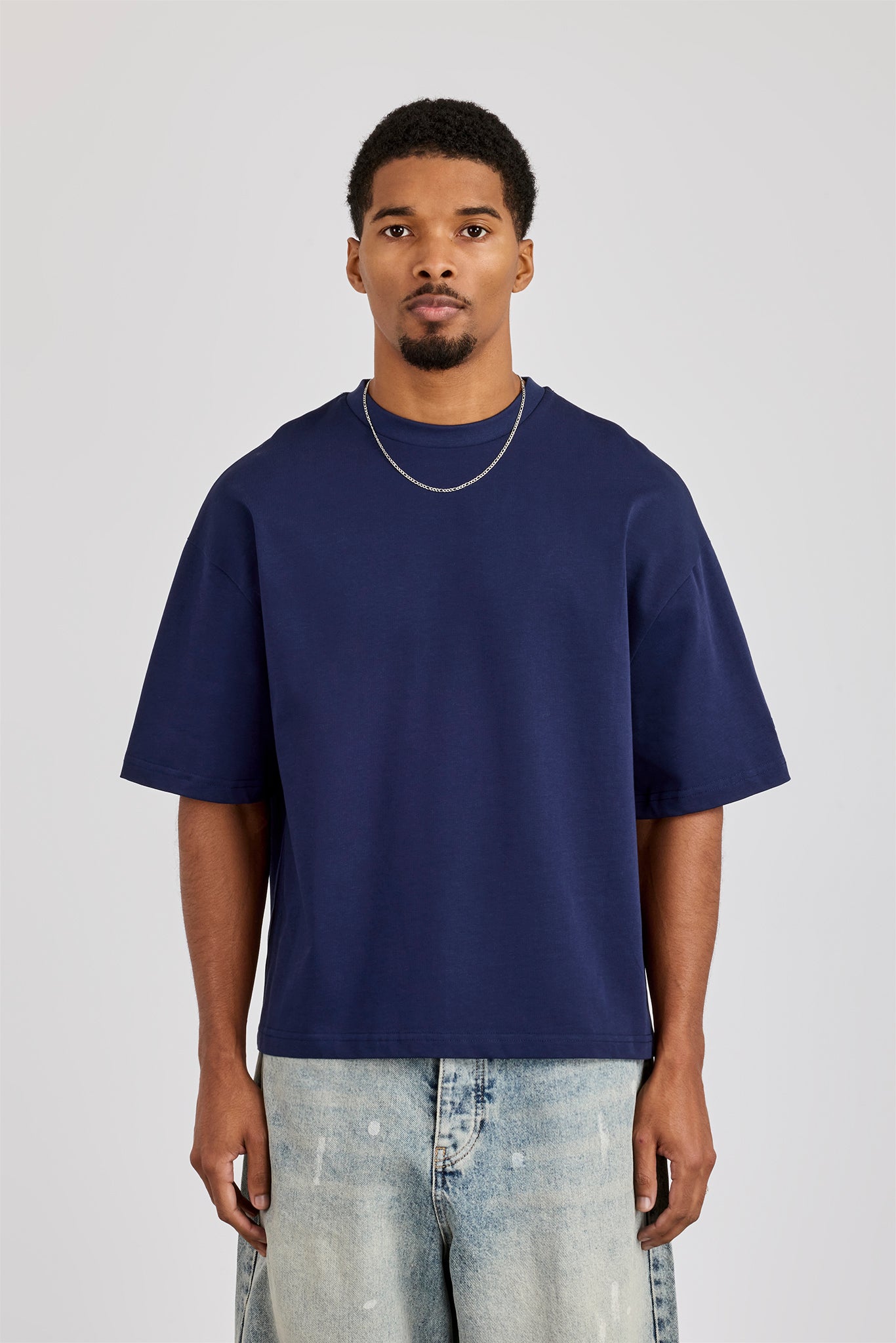 Cernucci Boxy T-Shirt - Navy Blue | Mens Tees & Vests | Shop T