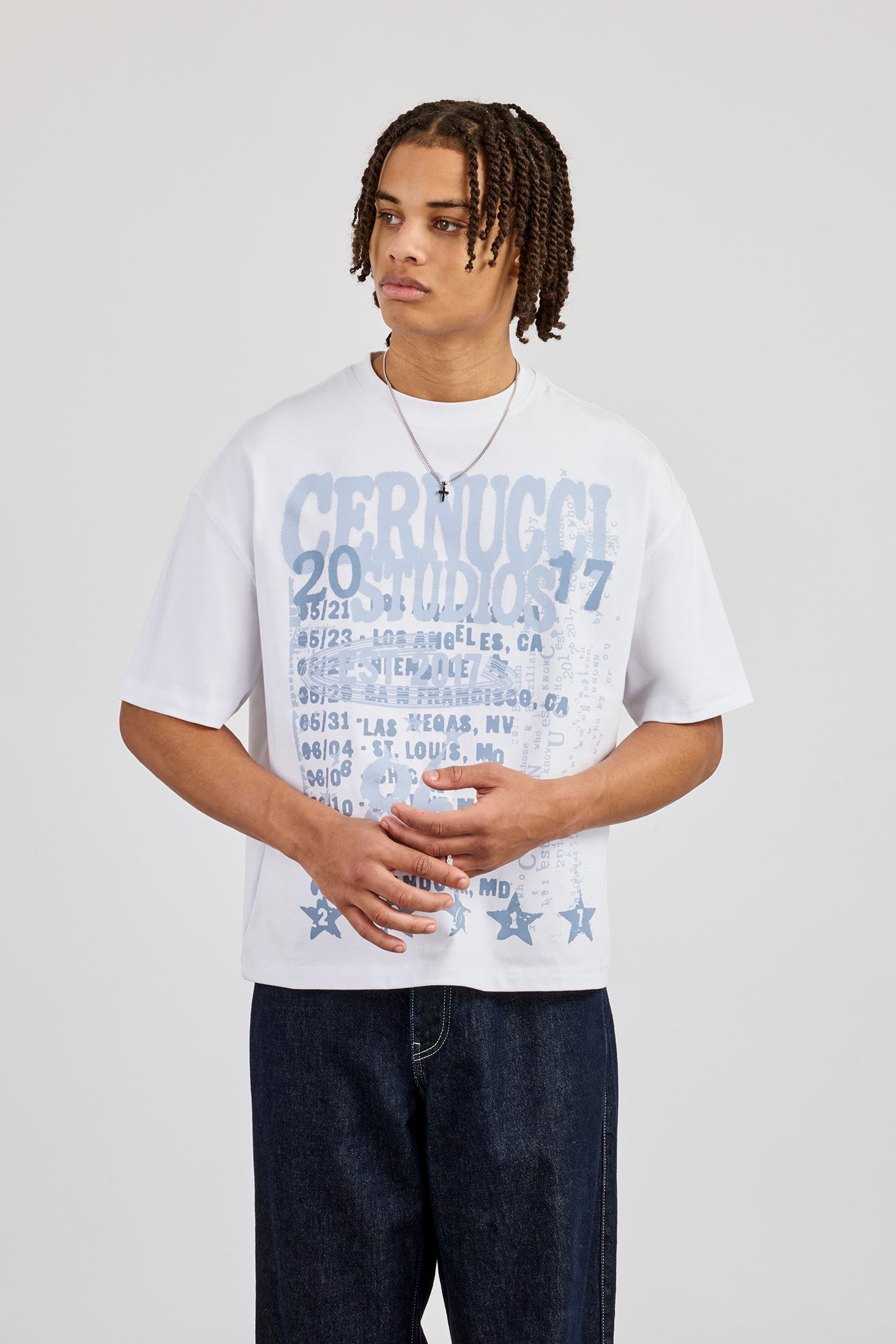 Reversible Cernucci Studio Graphic T-Shirt - White