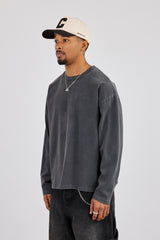 Washed Long Sleeve T-Shirt - Charcoal